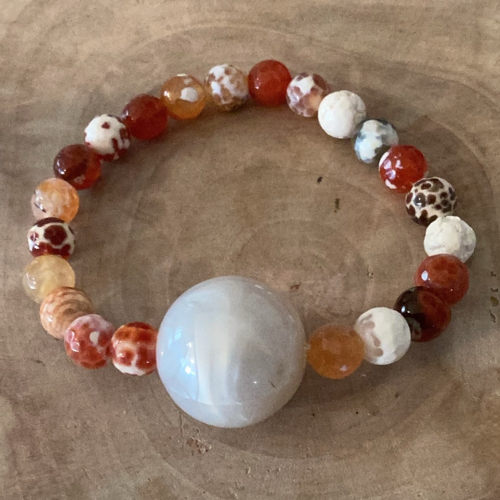 Natural Fire Agate Bracelet